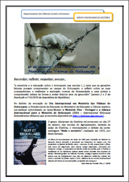 27 de janeiro - Dia Internacional  em Memória das Vítimas do Holocausto